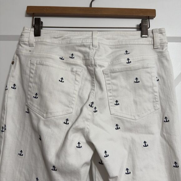 Lilly Pulitzer Sailor Pants Womens 8 White Anchor Embroidered Nautical Preppy - Picture 8 of 13